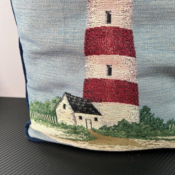 Nautical Lighthouse Tapestry Pillow Beach House Ocean Sea Boating 19”x12” - Picture 4 of 9